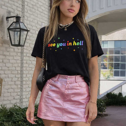Oversize Tee see you in hell Rainbow Oversize Signature Tee ~ GAYSBIE PREMIUM MATERIALS
