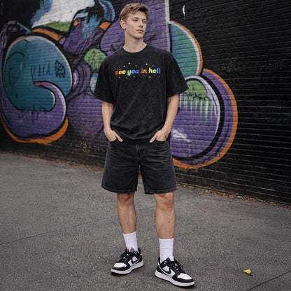 Oversize Tee see you in hell Rainbow Premium Oversized Tee ~ GAYSBIE PREMIUM MATERIALS