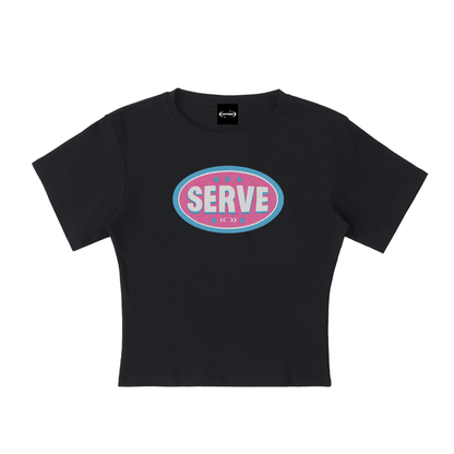 Baby Tee MIDNIGHT / S SERVE BADGE Baby Tee ~ GAYSBIE PREMIUM MATERIALS