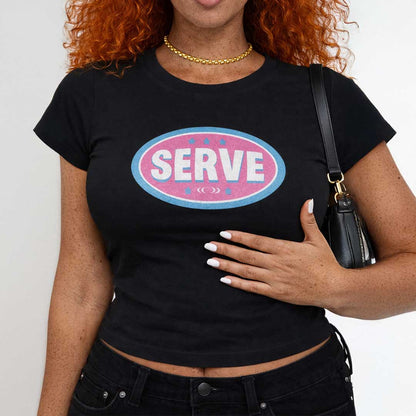 Baby Tee SERVE BADGE Baby Tee ~ GAYSBIE PREMIUM MATERIALS