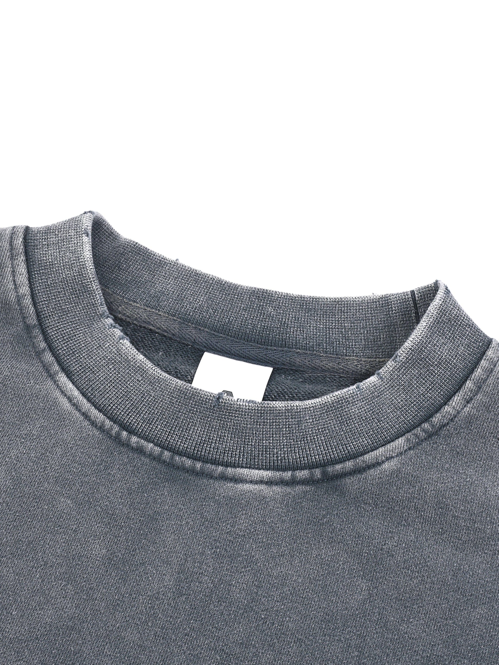 Snow Washed Raw Edge Cropped Sweatshirt ODMPOD