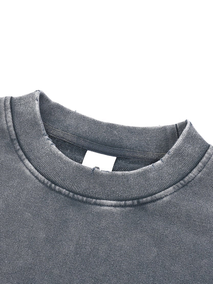 Snow Washed Raw Edge Cropped Sweatshirt ODMPOD