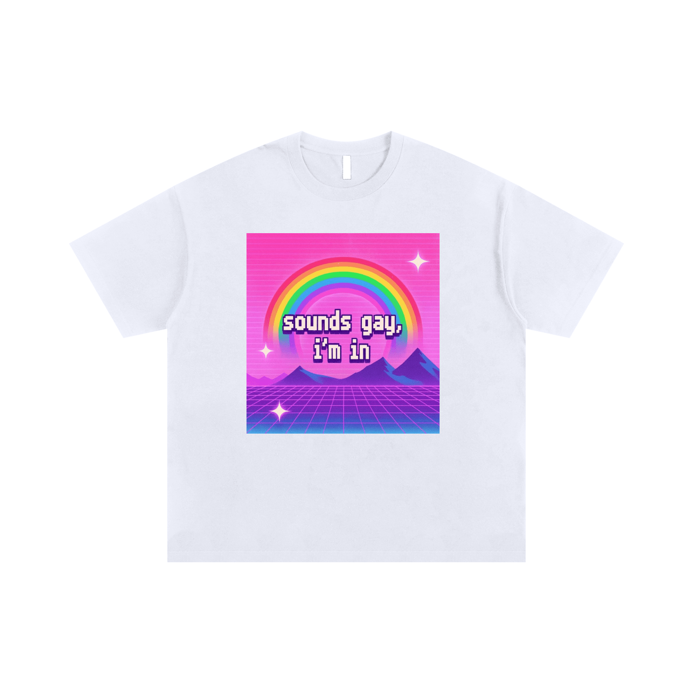 White / S SOUNDS GAY Oversize Signature Tee ~ GAYSBIE ODMPOD