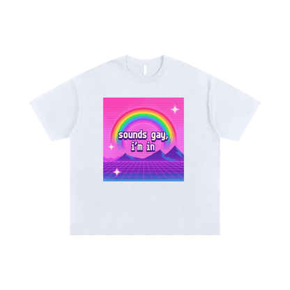 White / S SOUNDS GAY Oversize Signature Tee ~ GAYSBIE ODMPOD