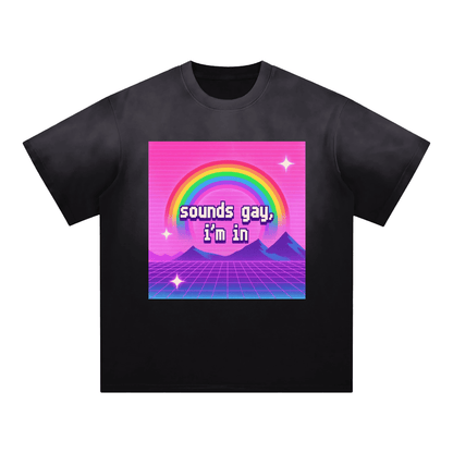 Black / S SOUNDS GAY Premium Oversized Tee ~ GAYSBIE ODMPOD