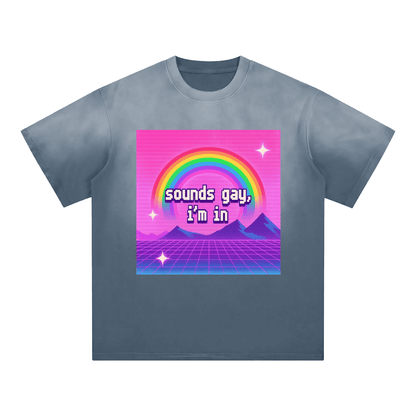 Gray Blue / S SOUNDS GAY Premium Oversized Tee ~ GAYSBIE ODMPOD