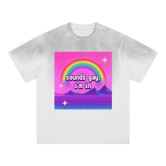 White / S SOUNDS GAY Premium Oversized Tee ~ GAYSBIE ODMPOD