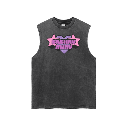 Black / M Streetwear Unisex Snow Washed Frayed Hem Tank Top ODMPOD