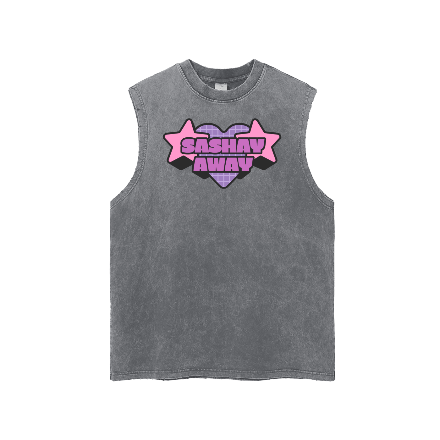 Dark Gray / M Streetwear Unisex Snow Washed Frayed Hem Tank Top ODMPOD