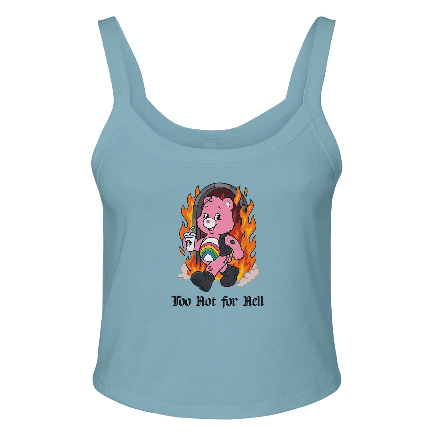 Ribbed Tank BLUE / XS TOO HOT FOR HELL BEAR - Baby Ribbed Tank ~ GAYSBIE PREMIUM MATERIALS