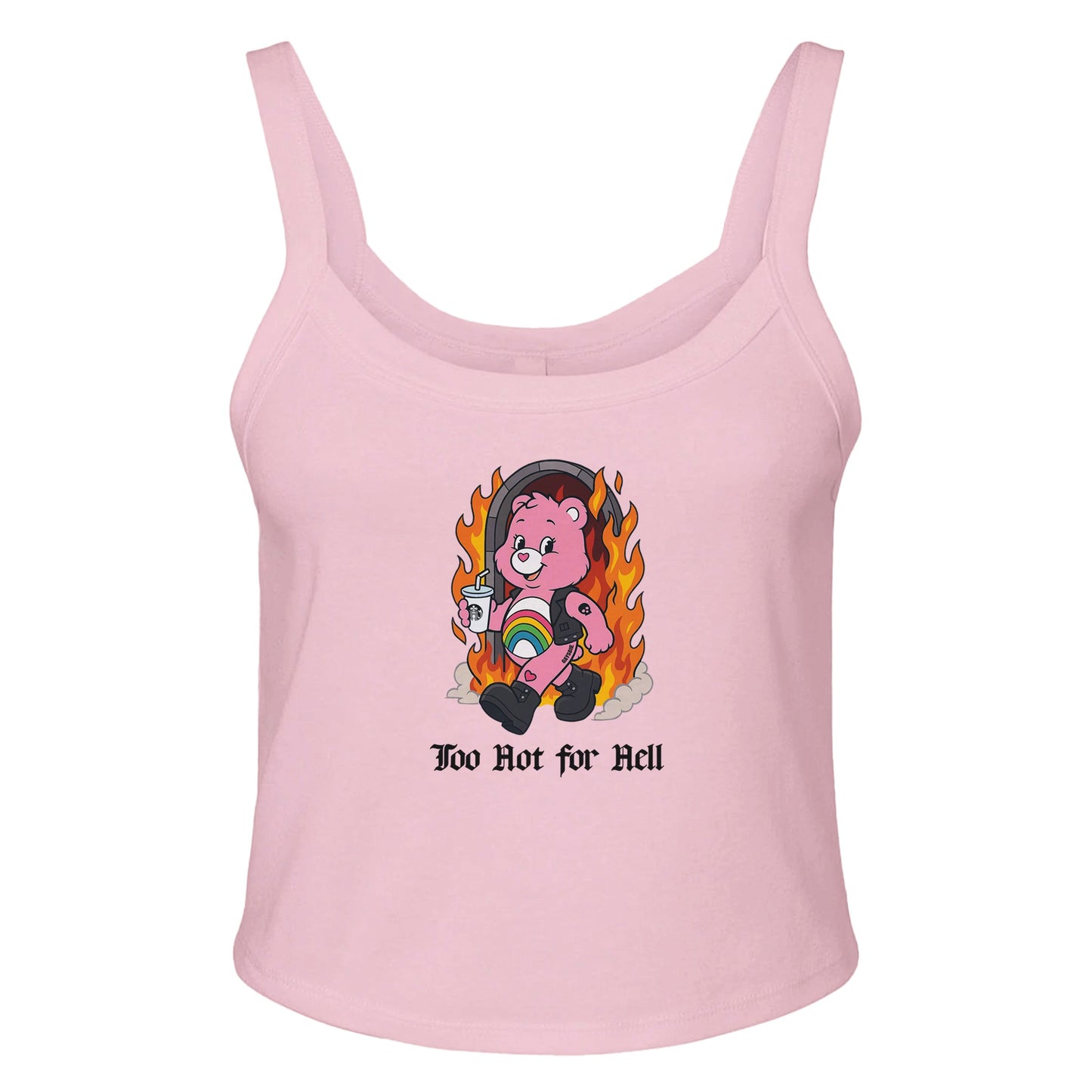 Ribbed Tank BLUSH / XS TOO HOT FOR HELL BEAR - Baby Ribbed Tank ~ GAYSBIE PREMIUM MATERIALS