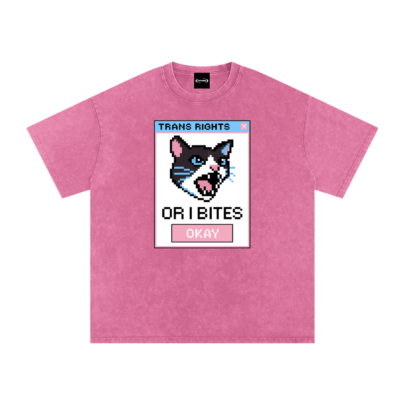Oversize Tee BUBBELGUM / S Trans Rights Cat Premium Oversized Tee ~ GAYSBIE PREMIUM MATERIALS