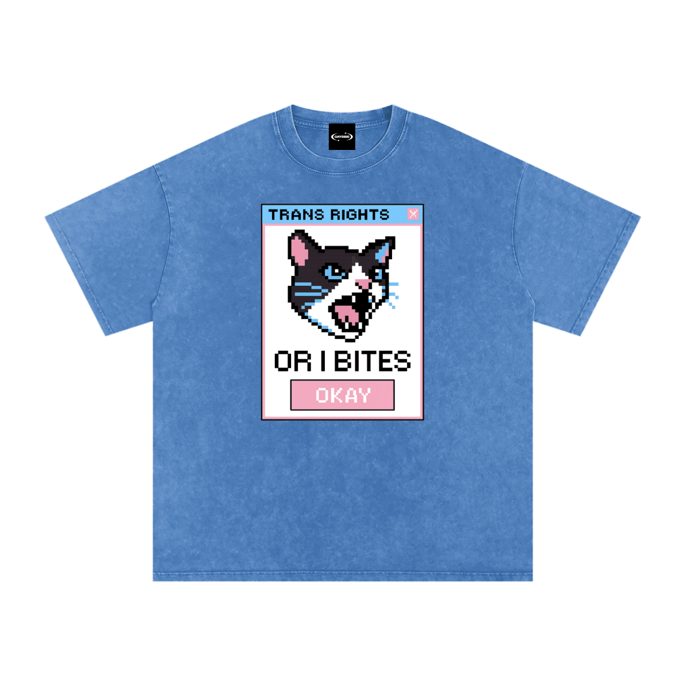 Oversize Tee OCEAN / S Trans Rights Cat Premium Oversized Tee ~ GAYSBIE PREMIUM MATERIALS