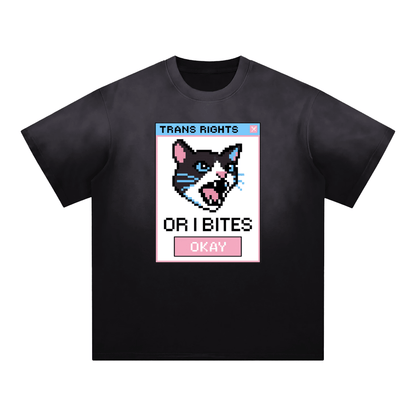 Black / S TRANS RIGHTS OR I BITE Premium Oversized Tee ~ GAYSBIE ODMPOD