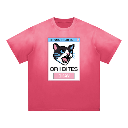 Rose Pink / S TRANS RIGHTS OR I BITE Premium Oversized Tee ~ GAYSBIE ODMPOD