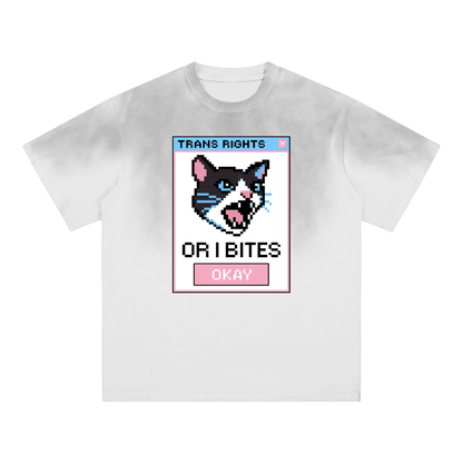 White / S TRANS RIGHTS OR I BITE Premium Oversized Tee ~ GAYSBIE ODMPOD