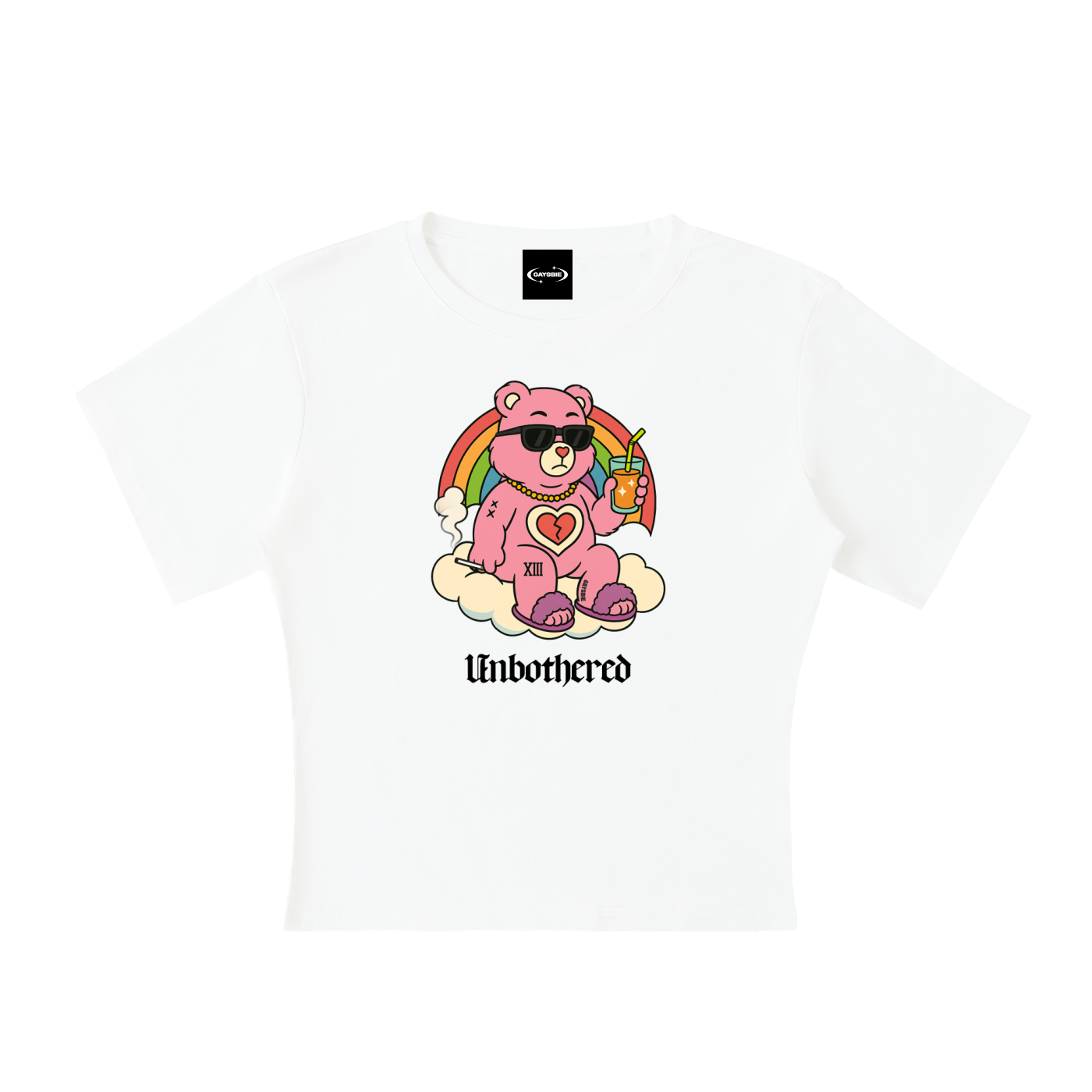 Baby Tee ICE / S UNBOTHERED BEAR Baby Tee ~ GAYSBIE PREMIUM MATERIALS