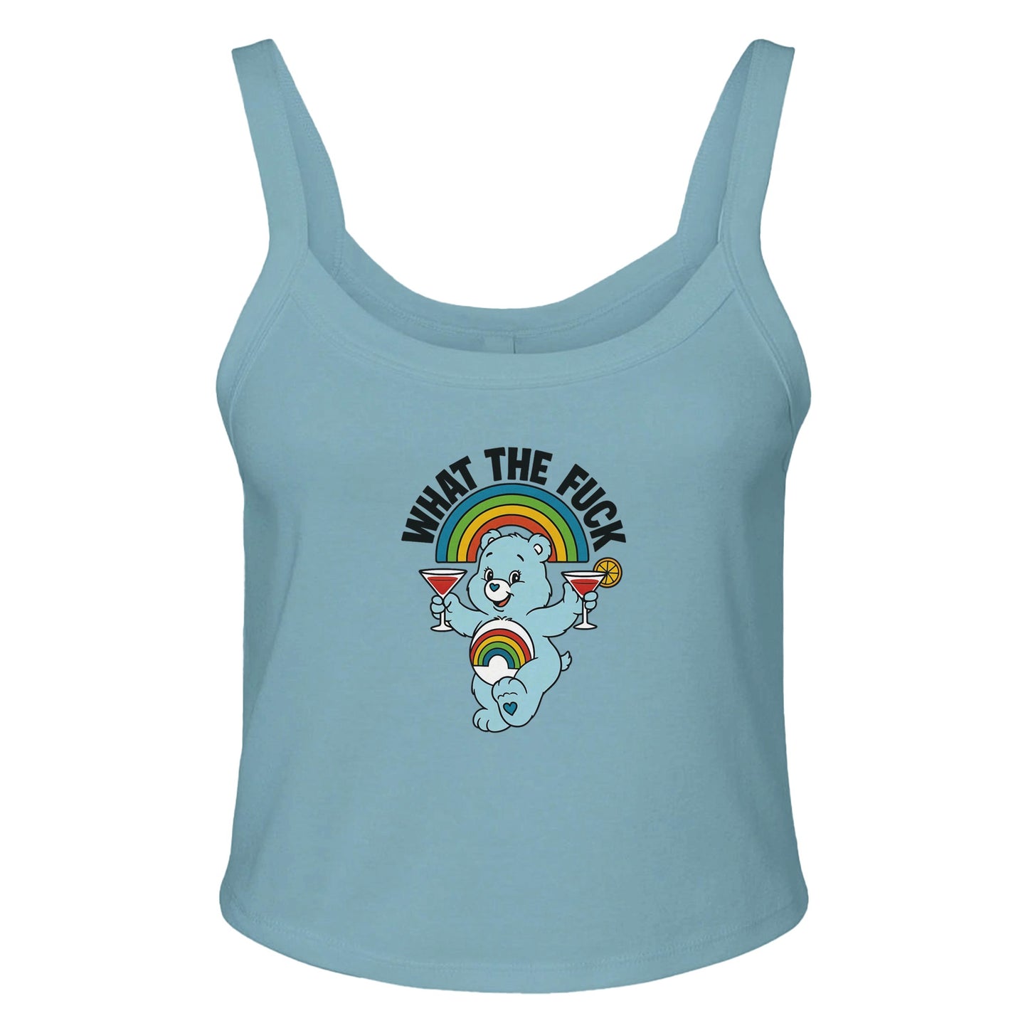 RIBBED TANK BLUE / XS WHAT THE FUCK BEAR Baby Ribbed Tank ~ GAYSBIE PREMIUM MATERIALS