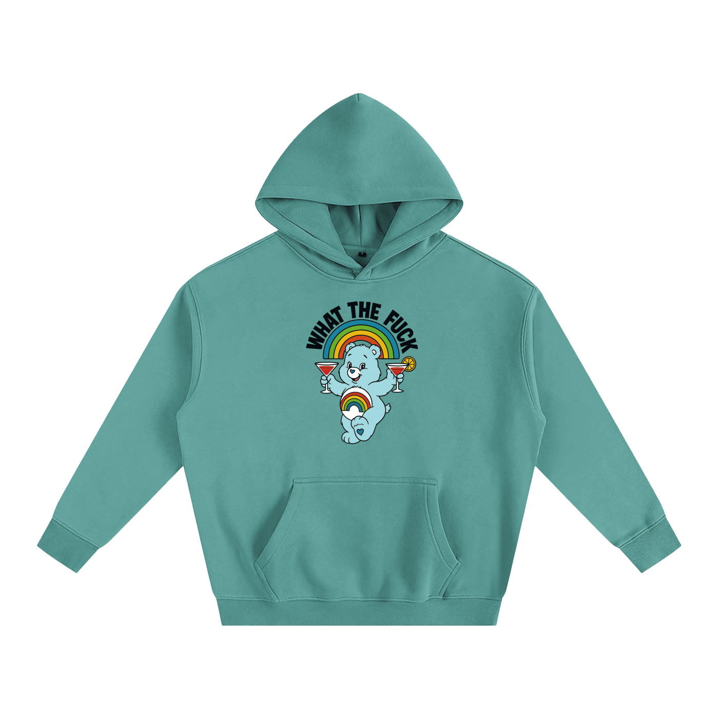 Premium Hood MINTY / S WHAT THE FUCK BEAR Heavy Fleece Hoodie ~ GAYSBIE PREMIUM MATERIALS