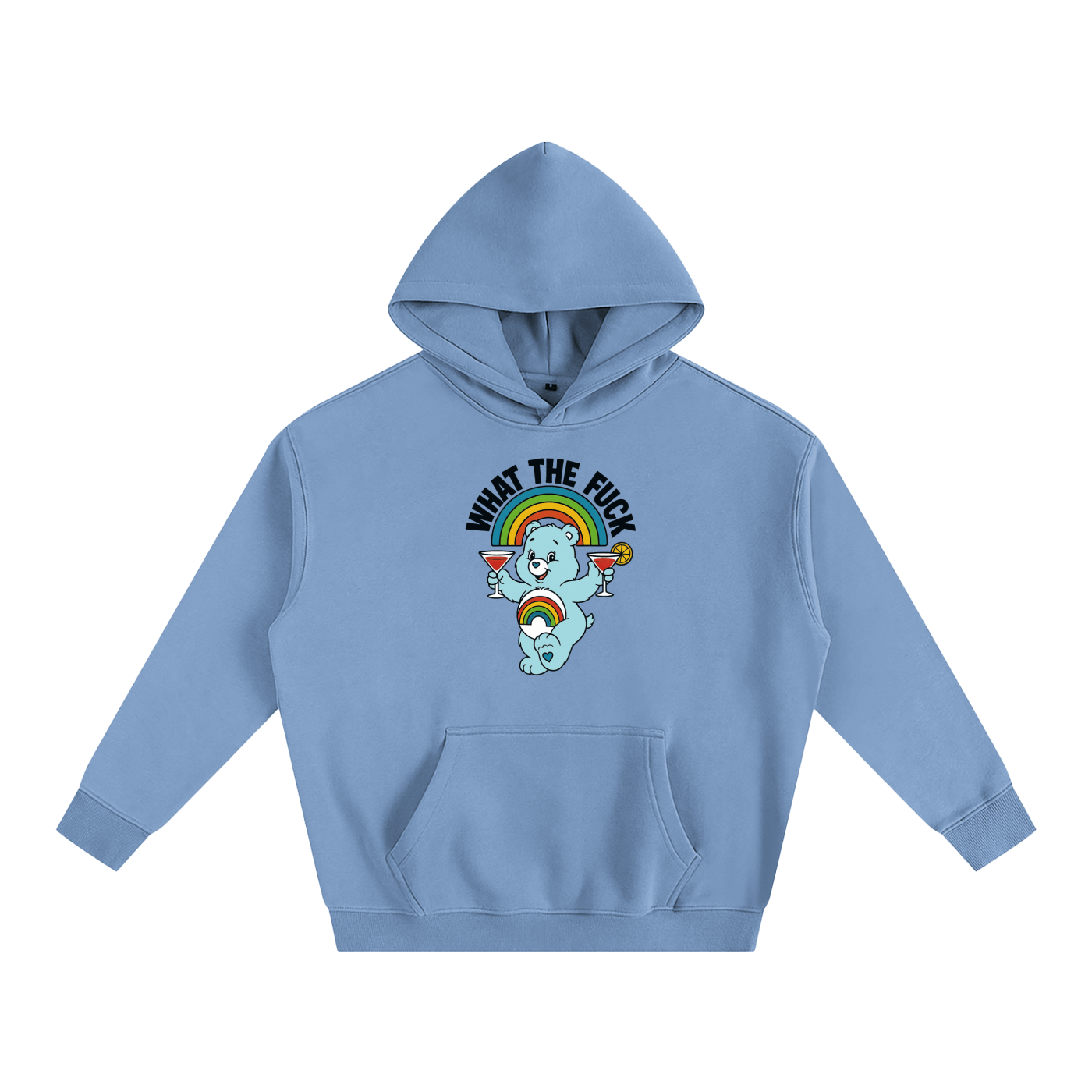 Premium Hood SKY / S WHAT THE FUCK BEAR Heavy Fleece Hoodie ~ GAYSBIE PREMIUM MATERIALS