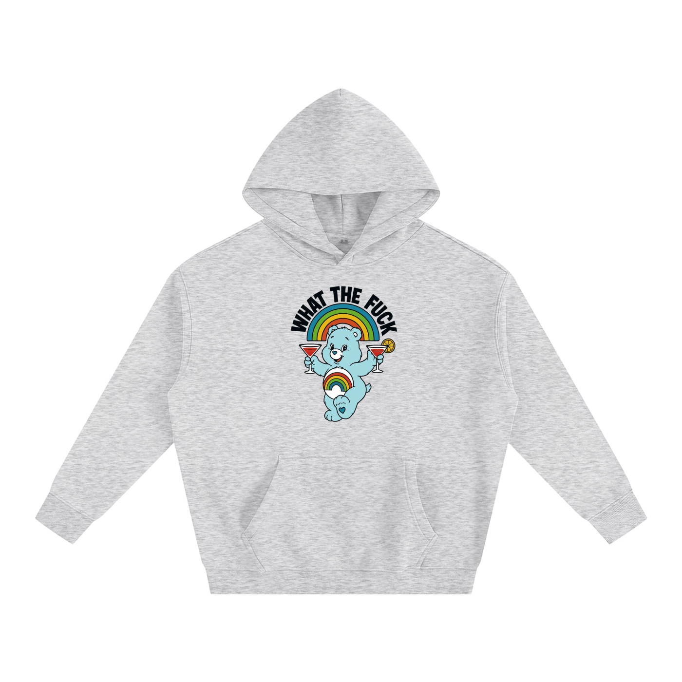 Premium Hood STONE / S WHAT THE FUCK BEAR Heavy Fleece Hoodie ~ GAYSBIE PREMIUM MATERIALS
